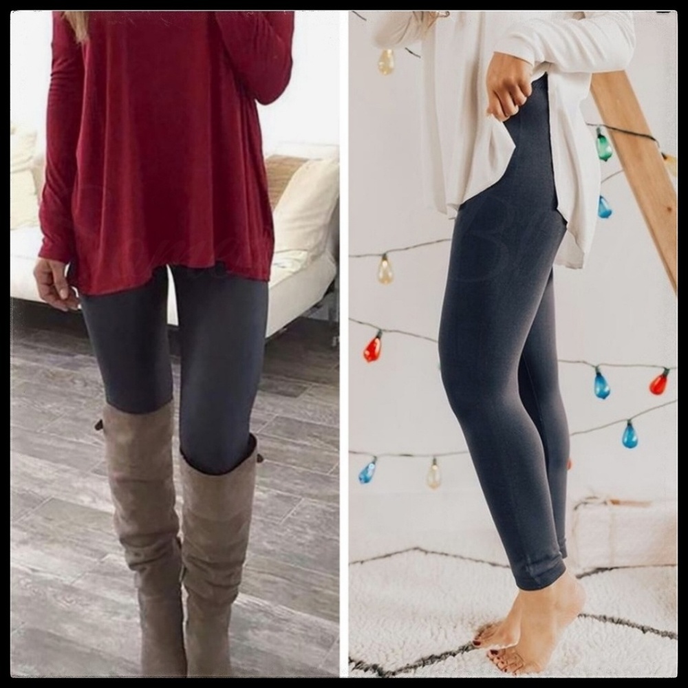 Fleece Leggings, Charcoal Grey, OS, NIP - Picture 7 of 7